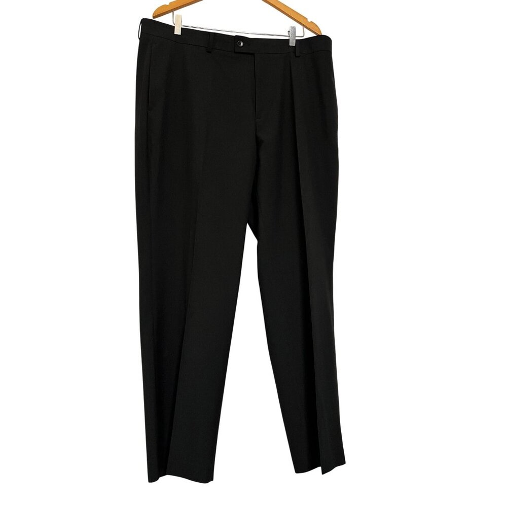 Van Heusen Studio Mens Black Dress Pants 40/30 Flat Front Classic Preppy Dressy